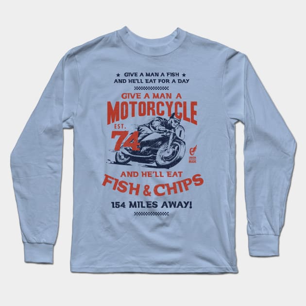 Fish and Chips Motorcycle Long Sleeve T-Shirt by BOEC Gear